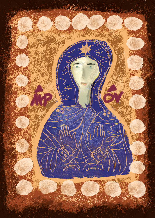 Theotokos Who Prays for Us, Rosary | 5x7" Giclee Fine Art Print